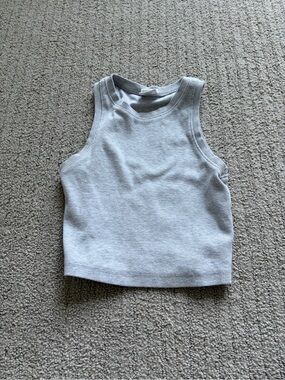 Full Tilt Light Gray Ribbed Cropped Tank Top
